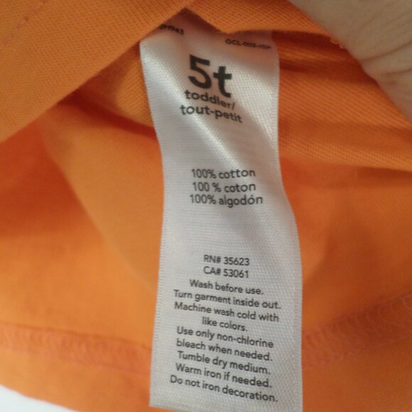 Carters Long Sleeve Orange Tee Pumpkin Tee With Pumpkin Face Sz 5T - Picture 6 of 9